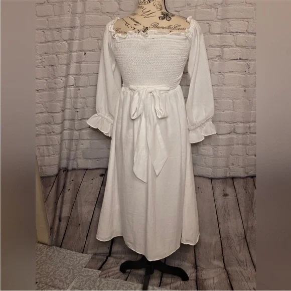 1. State Off-Shoulder White Long Sleeve Dress - Picture 5 of 8